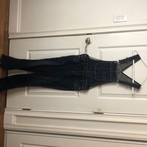 Dark jeans overalls